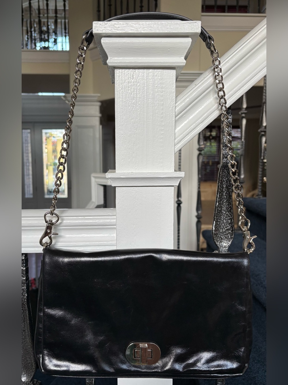 Elegant Badgley Mischka Black Leather Bag